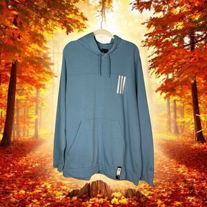 Adidas Men’s 2XL Sky Blue Hoodie Sweatshirt Three Stripe Logo EUC
